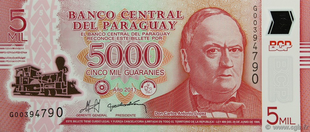 5000 guaranies paraguay 2011 p234