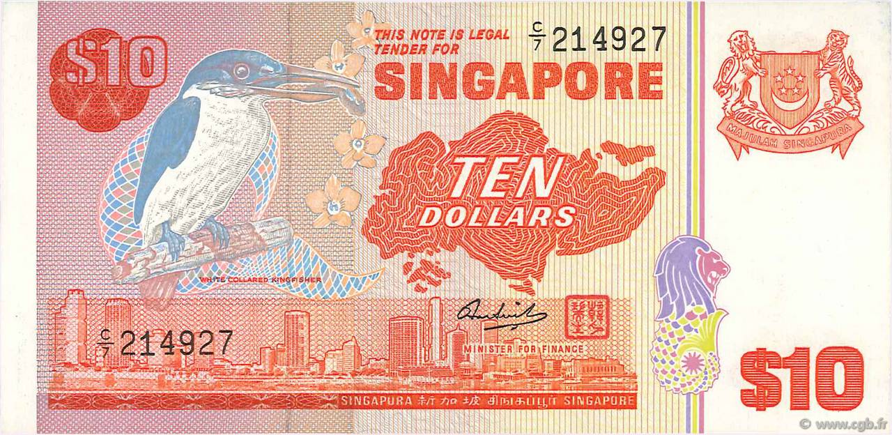 10 dollars singapore 1980 p11b