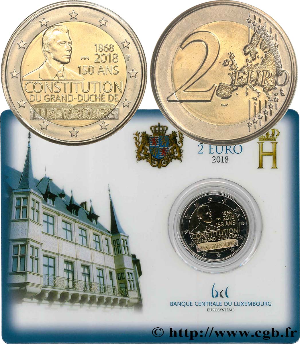 2 € euro commemorative coin 2018 Luxembourg Constitution 150 LUXEMBOURG