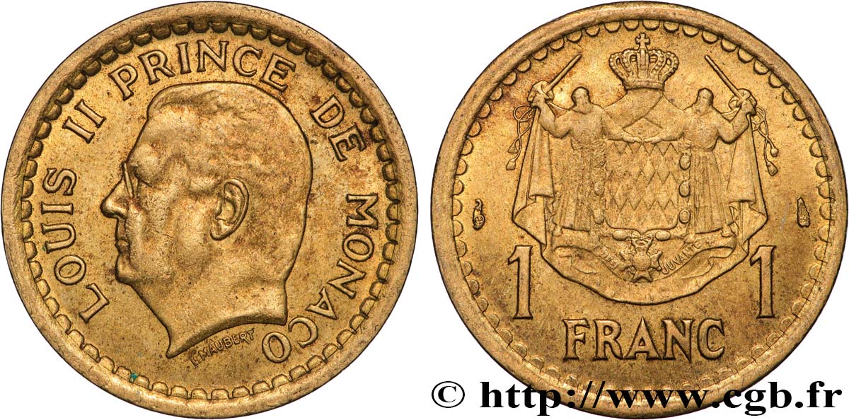 MONACO 1 Franc Louis II / armes (1943) Paris fwo_314021 World coins